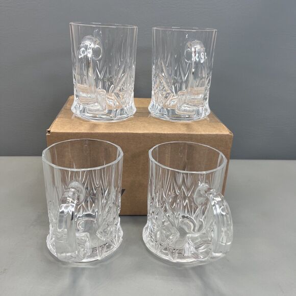 CRISTAL D'ARQUES DURAND Chantilly Taille Beaugency MUG Glass SET Coffee Set 4 - Picture 5 of 7